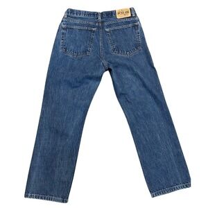 GAP Blue Jeans Mens 32x28‎ Straight Fit Dark Wash Cotton Button Fly